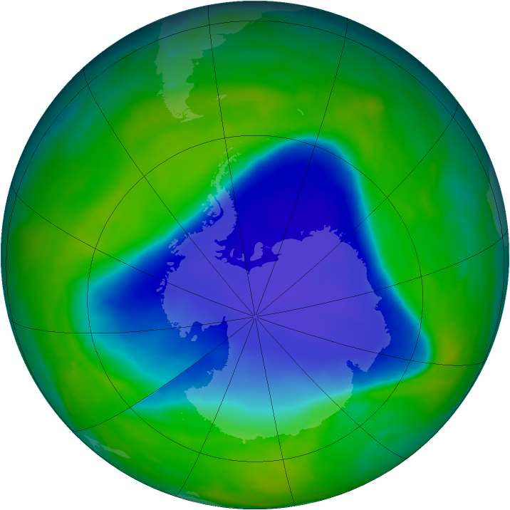 Antarctic ozone map for 13 November 2008